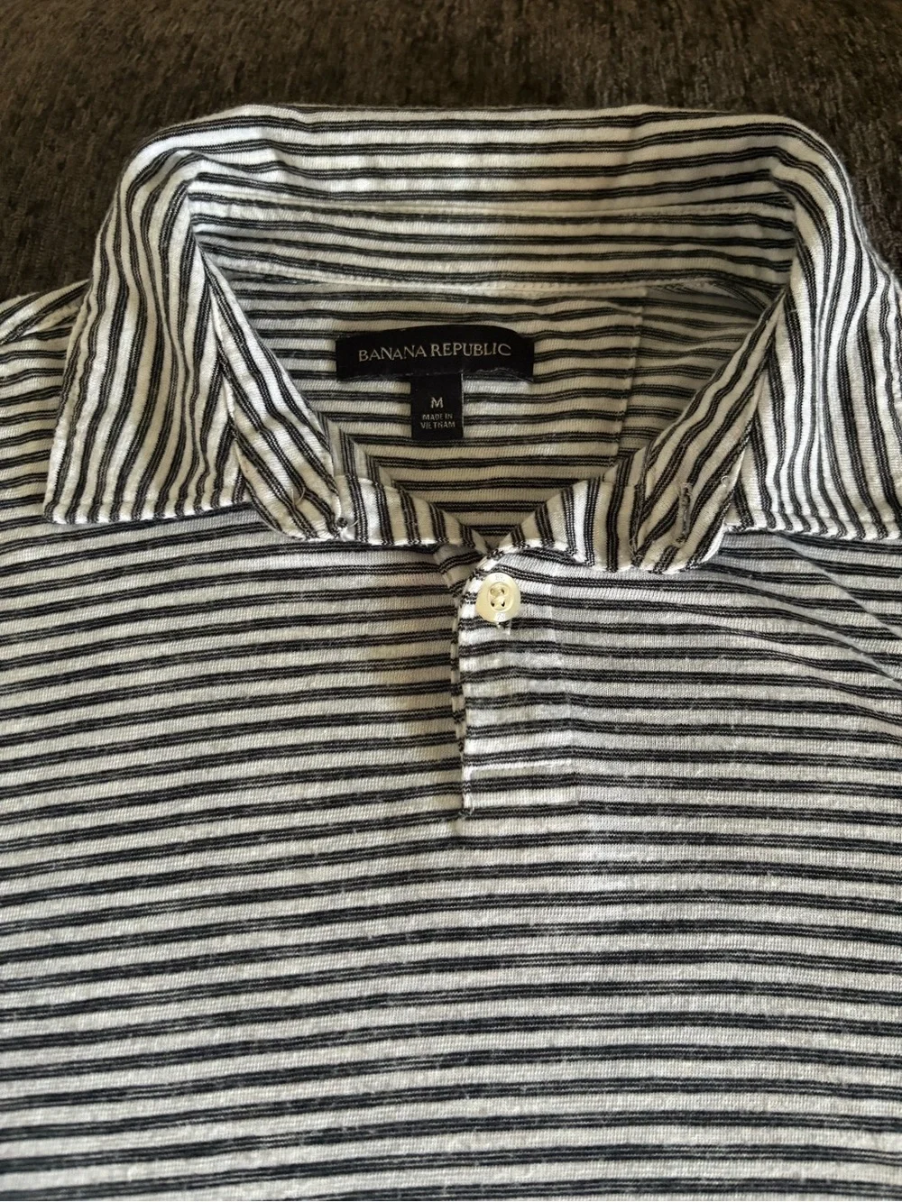 Banana Republic Striped Black & White Polo